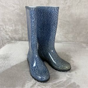 UGG Womens Rain Tall Boots Size 6 Rubber Blue White Riding Snow NEW